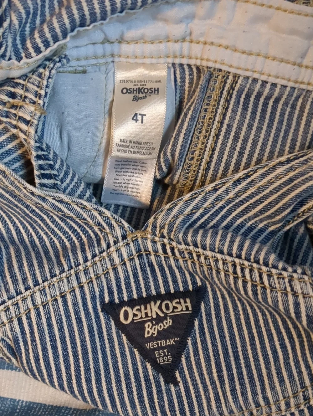 OshKosh B'gosh Toddler Blue and White Striped Relaxed Overalls